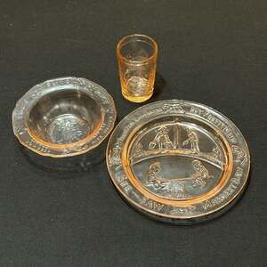 Vintage Tiara Indiana Glass Nursery Rhyme 3-Piece Set (Plate, Bowl, Cup)